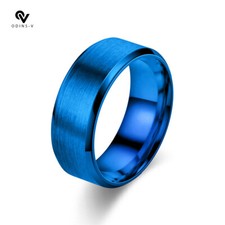 Men Women Couple Titanium Steel Finger Fashion Wedding Engagement Rings Band 8MM