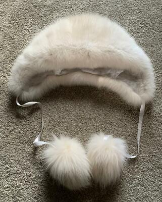 Real Fur Fox Fur Ladies Hat Hood Winter Vintage Warm Ski Cap Off
