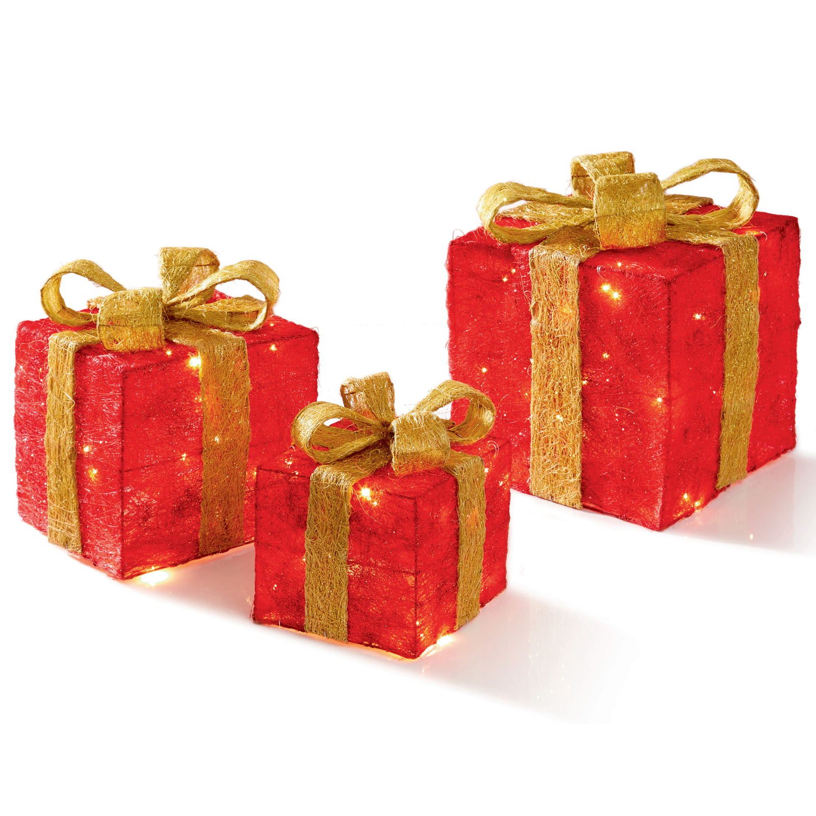 Set of 3 LED Light up Christmas Parcels / Presents Battery Operated