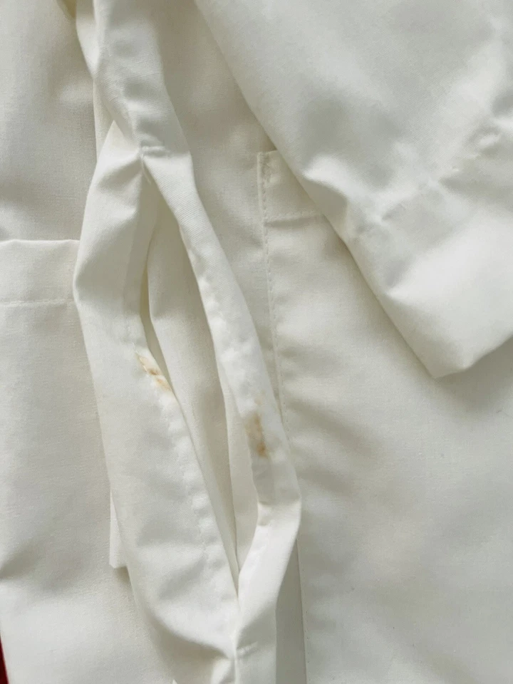 Meta Lab Coat Unisex White Medical Jacket Pocket 4 Button Cotton Blend XL New - Image 4 of 4
