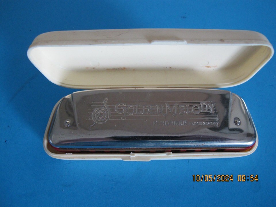 Vintage Hohner 542 Golden Melody Harmonica with Case Key Of C Made in