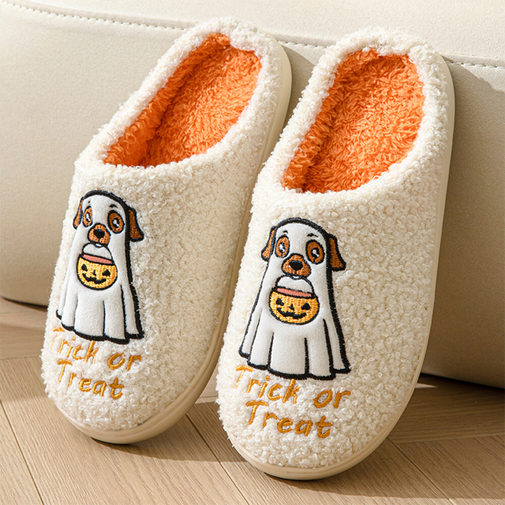APL Halloween Pantofole per Cani Fuzzy Comode Pantofole Zucca per Cani da Interno Camera da Letto