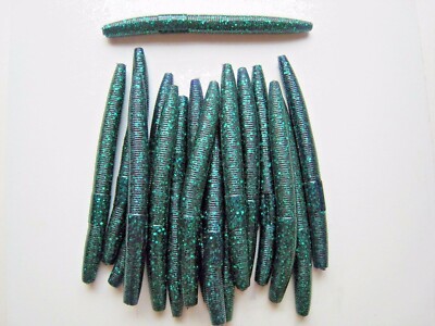 25-Pack 6" Finesse Worms - JUNEBUG Color, Salt & Scent, Bulk Bass Fishing Lures