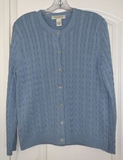 Appleseed  s Blue Cable Cardigan Sweater Size Small