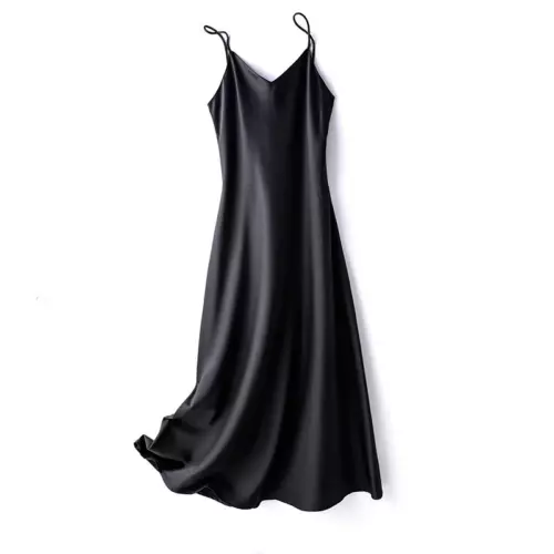 Damen Satin Kunst Seide Kleid Träger Unterkleid Nachthemd Sexy A-Linie Lang - Bild 8 von 12