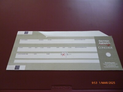 CONCORDE BRITISH AIRWAYS BORDKARTE ZIGARETTE/RAUCHEN UNBENUTZT/LEER M288 - 2.