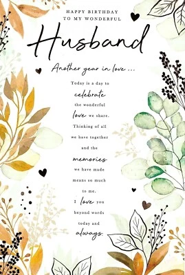 KINGFISHER Husband Birthday Card - Size 6" X 9"