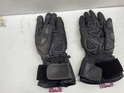 Motorcycle Leather Gloves Carbon Fibre Keprotec Schoeller Size Small (White Wing