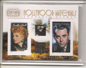 PANINI CENTURY HOLLYWOOD MATERIALS " LUCILLE BALL & HENRY FONDA " RELIC / STAMP