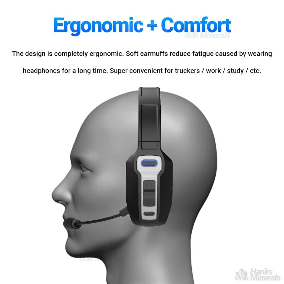 Trucker Headset Wireless Bluetooth 5.2 AI Noise Cancelling Mic For Phones PC - Image 2 of 4