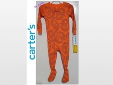 New Footed Pajamas Orange Halloween Pumpkins Carters 12 Months