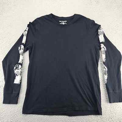 True Religion Shirt Mens Large Black Dog Graphic Print Long