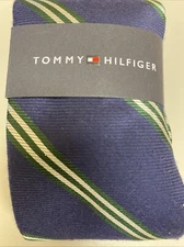TOMMY HILFIGER Men's Neck Tie Silk Blend Navy Blue with Stripe NWT