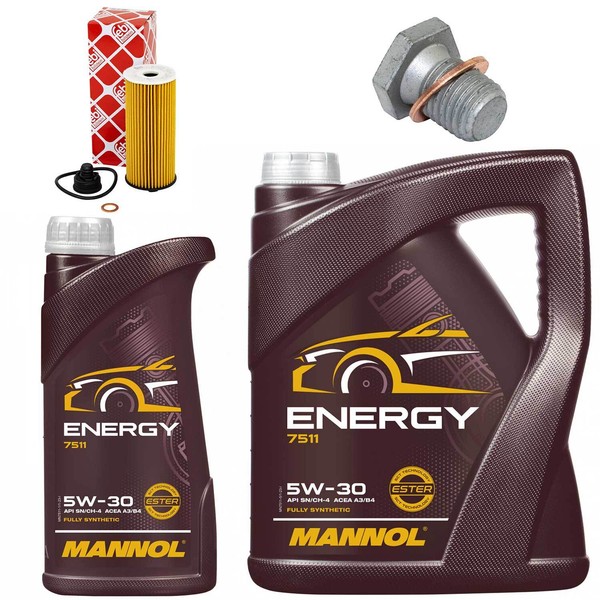 MotoröL Filter Set Mannol Energy 5W-30 6 Liter + Schraube FüR BMW 2Er Mini F56-image