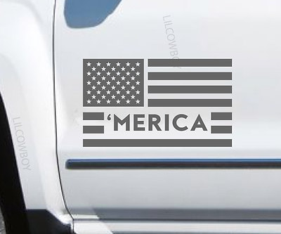 USA Flag vinyl sticker decal Die-cut Jeep LR6 Support our Troops 2 Pack
