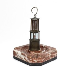Vintage Hanging Bronze & Marble Cigar Lighter - Nautical Maritime