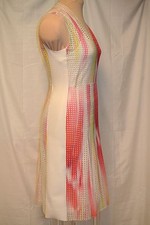 NWT Neiman's Elie Tahari White Geo Eyelet/Ombre Colors-V Sheath-Spandex Sides-6