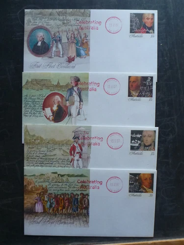 AUST 1988 1st FLEET SET 4 PSEs FDI WITH ADELAIDE 'CELEBRATE AUSTRALIA' FRANKING