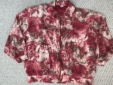 Elegant Roses Fuda 100% Silk Coat/jacket Size Xl Excellent