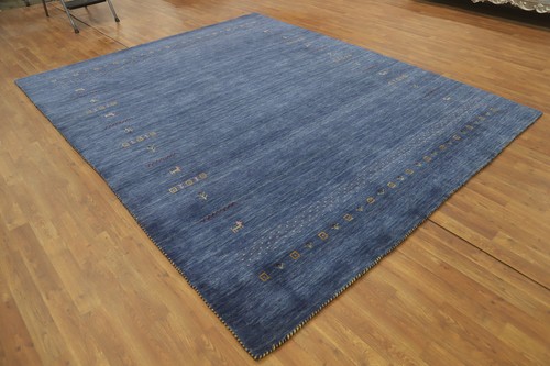 Oriental Gabbeh Indian Living Room Rug Blue Handmade Wool 8x10 ft - Picture 4 of 13