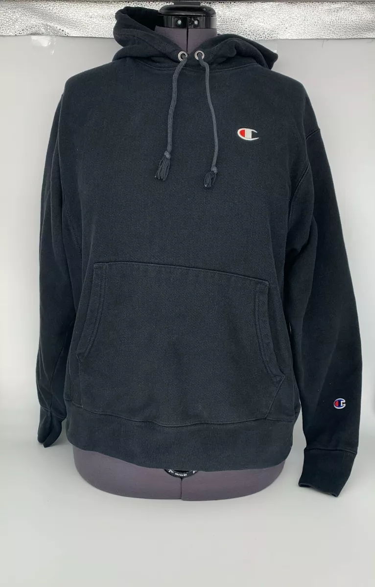 Vintage Champion Mens Reserve Weave GF68 BKC Black Pullover Logo Hoodie Size M