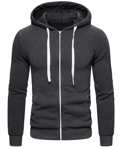Felpa uomo tinta unita felpa pile zip zip giacca maglione con cappuccio S-8XL - Foto 53 di 57