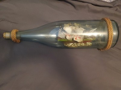 Old Ship In Glass Bottle 1800ML Cork Top Antique One Of A Kind Rare