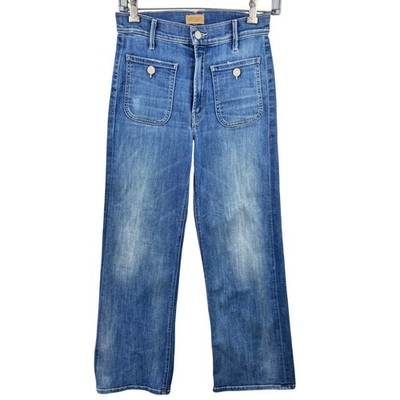 MOTHER The Patch Pocket Maverick Jeans High Five Wash Wide Leg Cropped 26