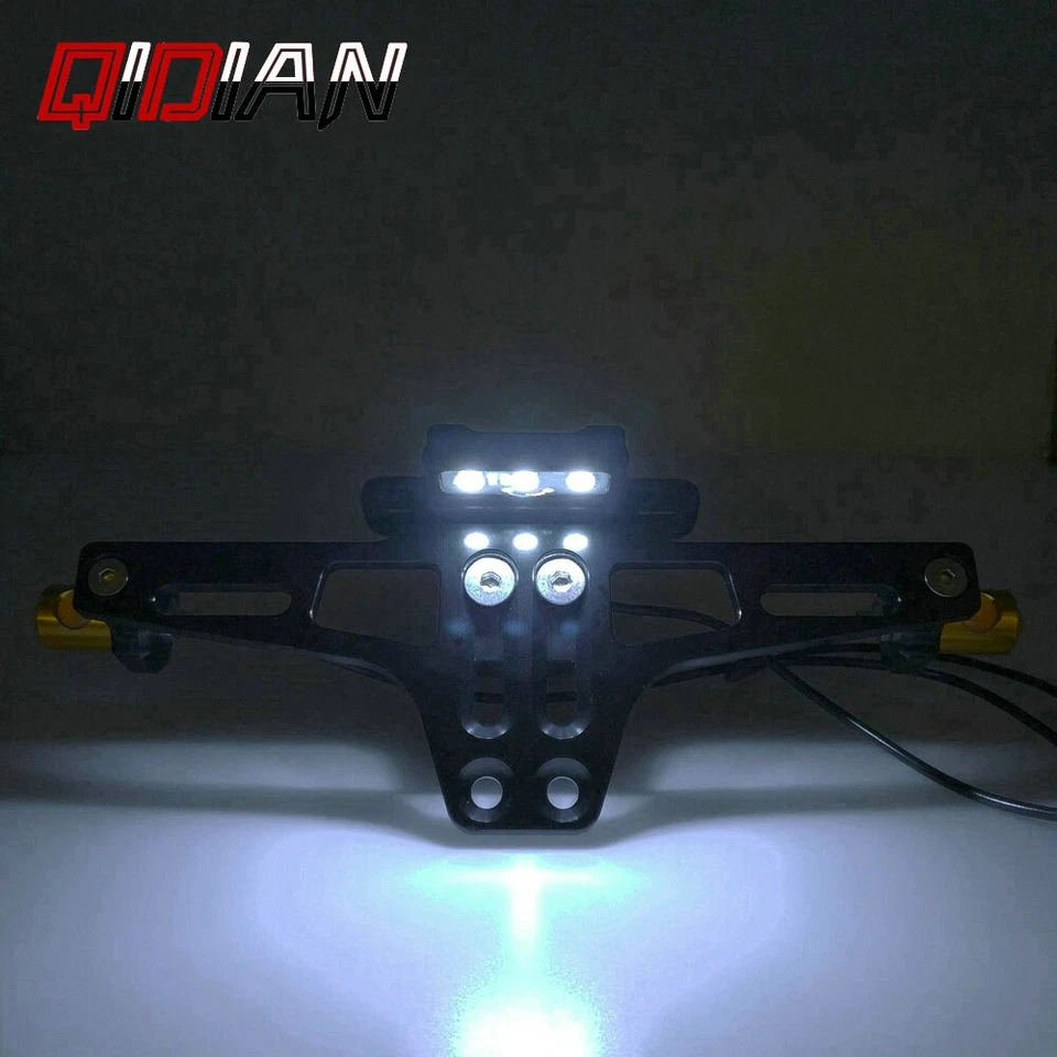 Soporte universal para matrícula de motocicleta Soporte para matrícula con luces LED Foto 4 de 4