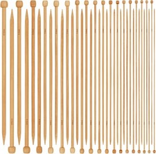 Wooden Knitting Needles Set, 18 Pairs of 35cm Long Bamboo Knitting Needles 