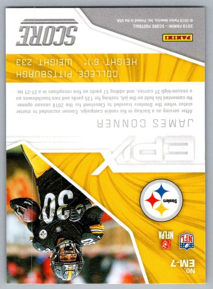 2019 Score Epix Moment Gold James Conner Pittsburgh Steelers #EM-7 - Image 2 of 2