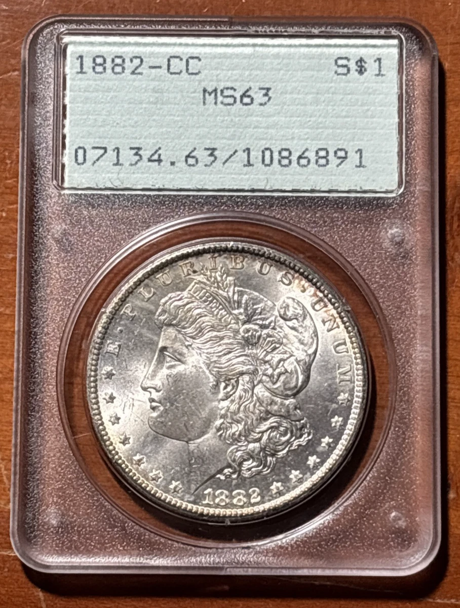 Silver MS 63 Graded 1882 Year Morgan US Dollars (1878-1921) for