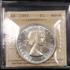 1955 $1 ICCS MS64 Fu Manchu Canada Silver Dollar Uncirculated Queen Elizabeth