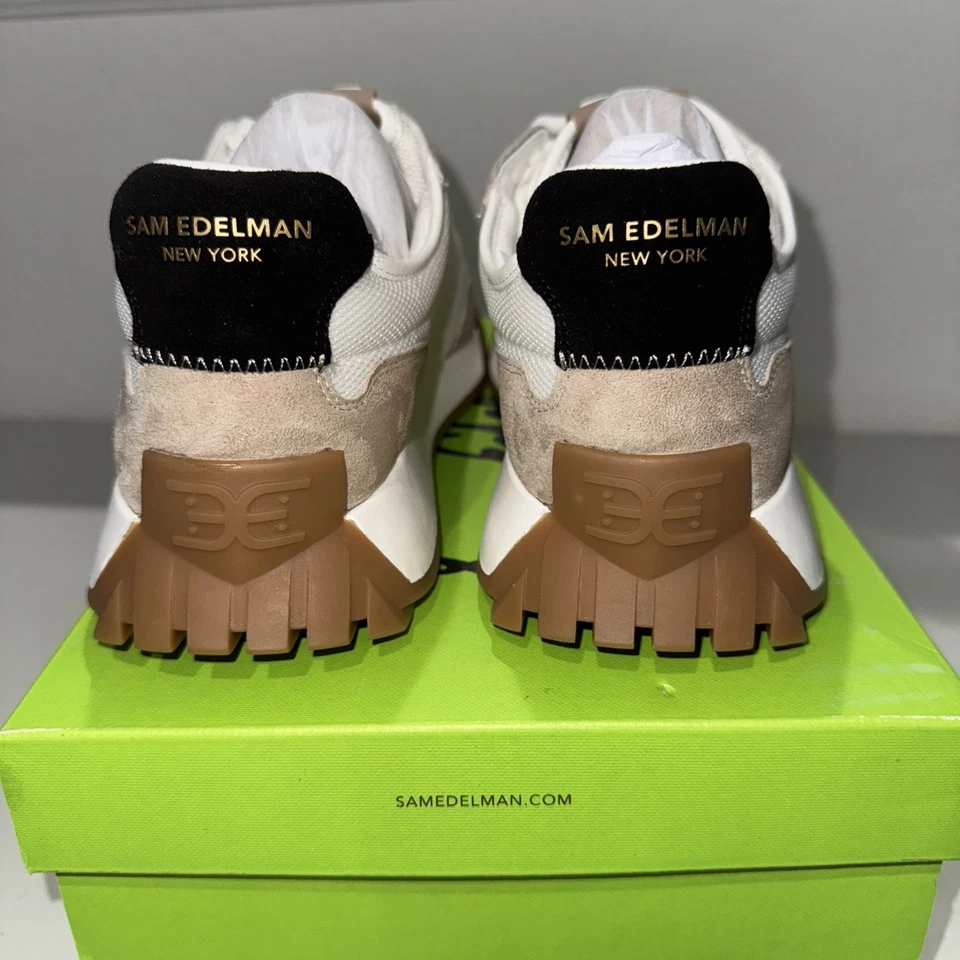 Sam Edelman Women’s Langley Lace Up Sneaker Size 12 White/Tan/Black - Image 4 of 4