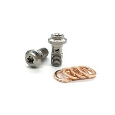 VRWEARE 2 Pcs M10x1.25 Stainless Steel Banjo Bolts Brake M10X1.25, Silver