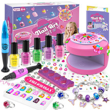 Kids Nail Polish Set for Girls - Kids Nail Art Kit with Dryer  Fake Nail  Stic