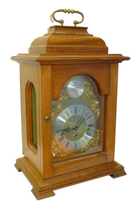 MAHAGONI Klammer Kaminuhr 8 Tage Westminster 1/4 Glockenspiel FHS HERMLE