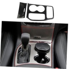 Carbon Fiber Center Console Gear Shift Panel Cup Holder Cover Trim