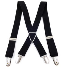 Mens X-Back 2" Adjustable Elastic Braces Suspenders w/ Heavy Duty Metal Clips