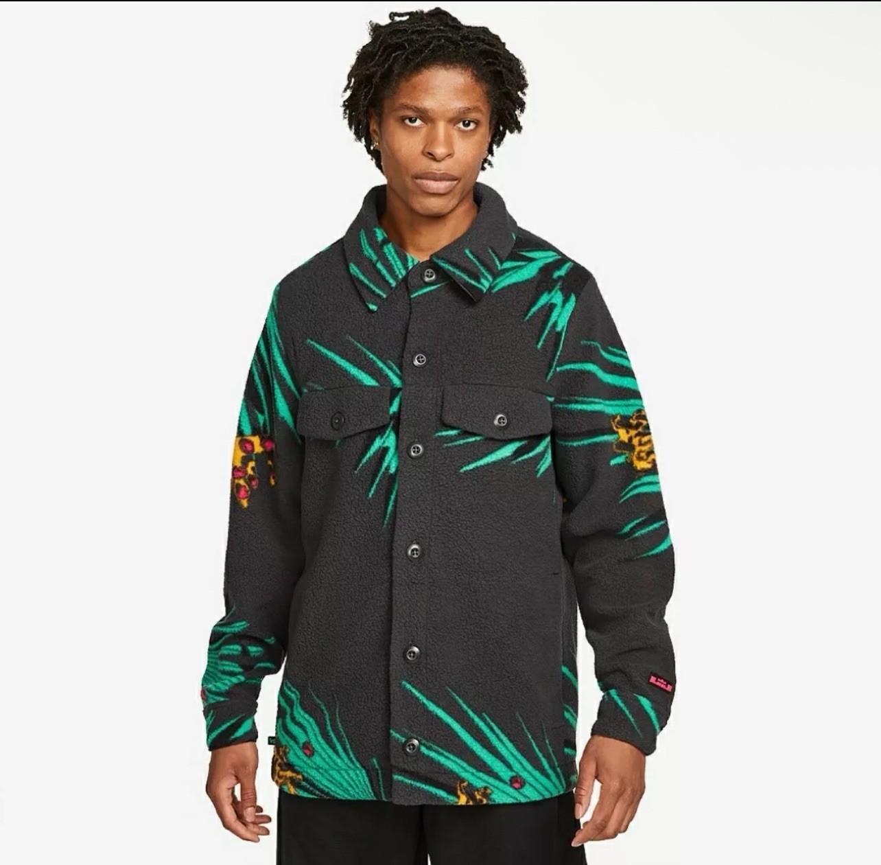 SACAI X NIKE Nike LBJ Lebron Tropical Sherpa giacca con bottoni stampa all over DA6707 070 XL