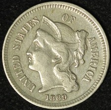 1869 Three Cent Nickel - Free Shipping USA