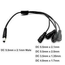 DC Power Y Splitter Cable 1 5.5mm X 2.1mm Male to 4 DC Female Adapter CCTV LED