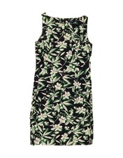 CHAPS Womens Sleeveless Sheath Dress US 10 Large Black Floral Cotton CQ18