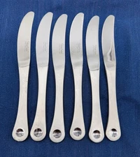 Robert Welch PENDULUM Dinner Knife Dot Stainless Satin 9.25 inch Lot of 6