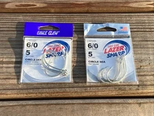 10 EAGLE CLAW FISH HOOKS size 6/0 circle sea Lot Of 2 Sealed Bags American Made