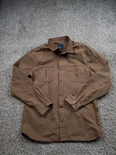 Roark Revival Overshirt Mens Large Brown Snap Front Cotton Pockets Casual