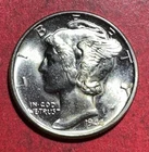 1944 Choice Uncirculated US Mercury SILVER Dime "Philadelphia" Mint! Old US Coin