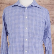 Stafford Dress Shirt Mens 18 34/35 Blue Check Regular Fit Travel Easy Care