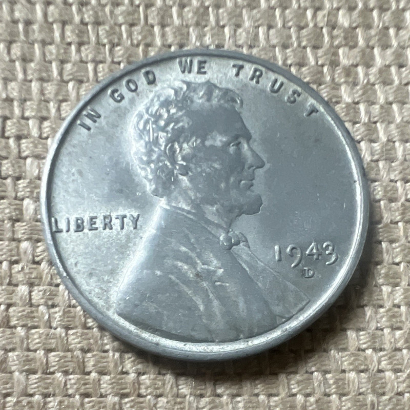 1943-D Lincoln Wheat Small Cent Steel Penny, Denver Mint, Circulated
