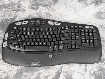 Logitech Wireless Wave K350 Ergonomic Keyboard + USB Unifying Receiver Dongle